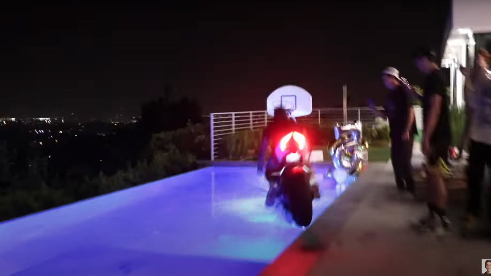 Ducati Panigale V2 in the swimming pool at David Dobrik party